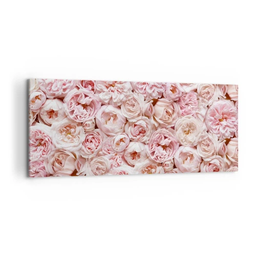 Lærredstryk - Billede på lærred - Overstrøet med roser - 100x40 cm