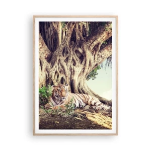 Plakat i ramme af lyst egetræ - Udsigt fra Første Mosebog - 70x100 cm