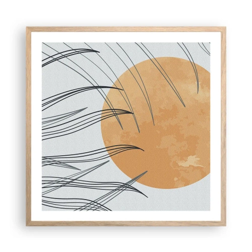 Plakat i ramme af lyst egetræ - Altid mod solen - 60x60 cm