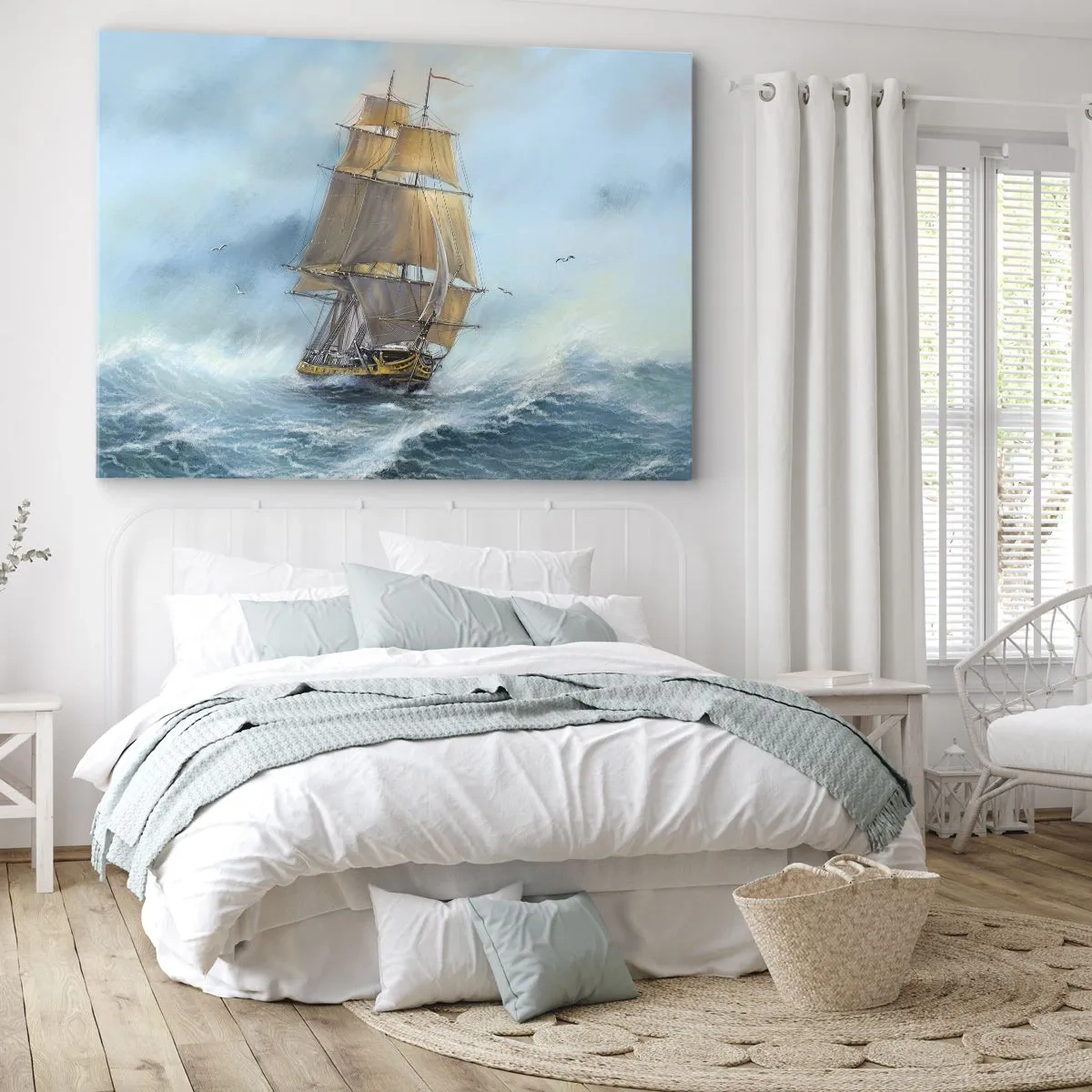 Lærredstryk - Billede på lærred - Bølgende gennem bølgerne - 100x70 cm