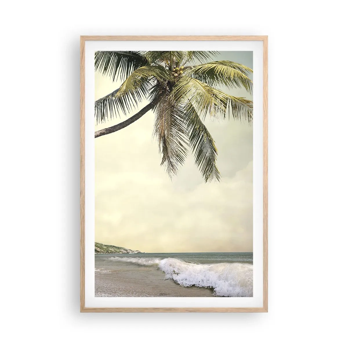 Plakat i ramme af lyst egetræ - En tropisk drøm - 61x91 cm