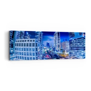 Lærredstryk - Billede på lærred - Nattens rytmer i byen - 90x30 cm