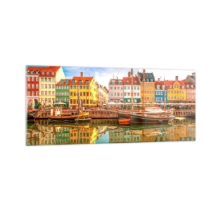 Billede på glas - Over vand så glat som et spejl - 100x40 cm