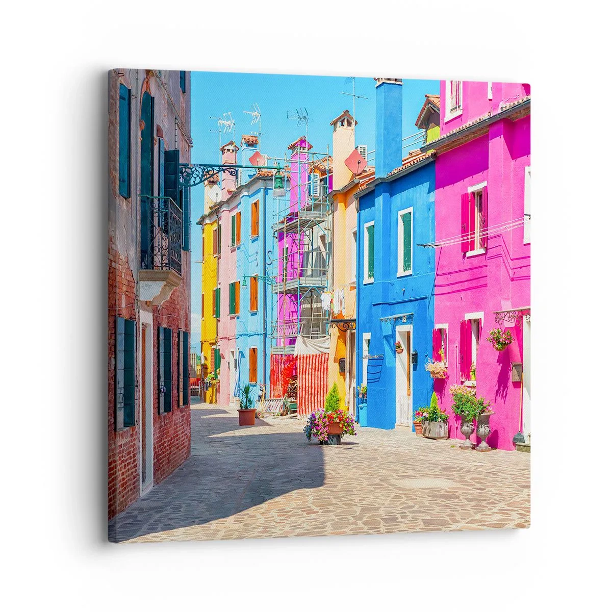 Lærredstryk - Billede på lærred - Byen "Under papegøjer” - 30x30 cm