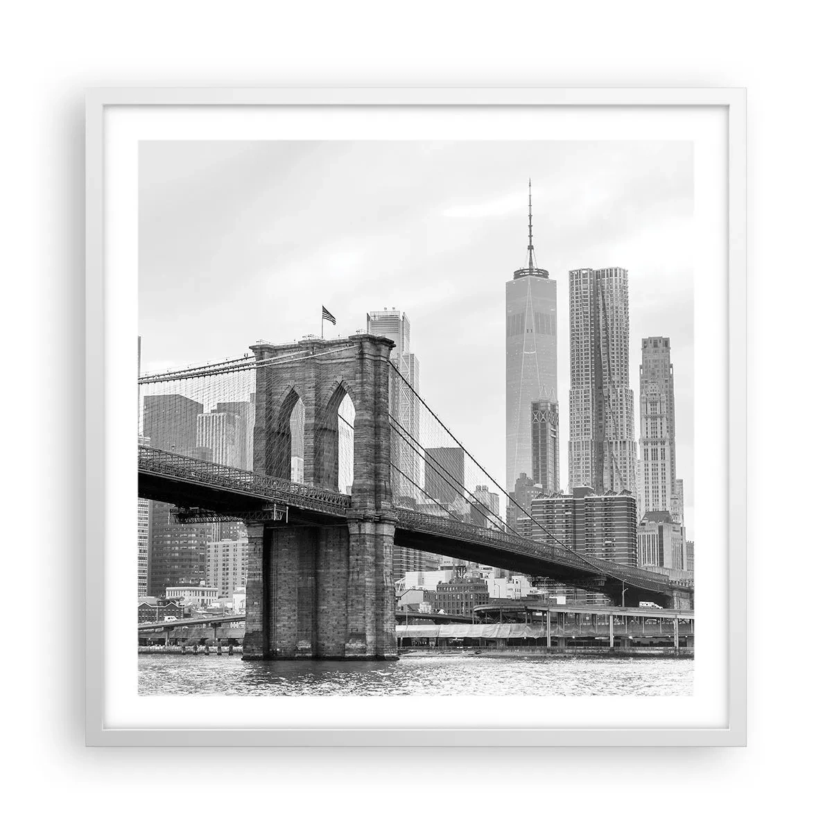 Plakat i hvid ramme - New York stemning - 60x60 cm