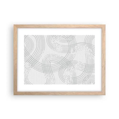 Plakat i ramme af lyst egetræ - Der er ingen lige vej - 40x30 cm