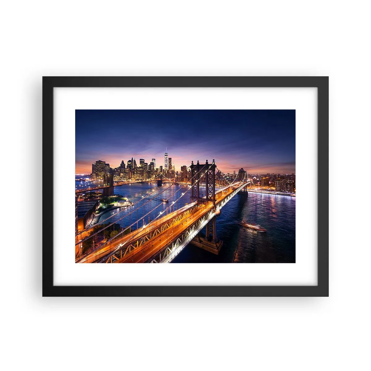 Plakat i sort ramme - En lysende bro til hjertet af byen - 40x30 cm