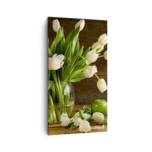 Lærredstryk - Billede på lærred - Saftig og frisk i grøn og hvid - 45x80 cm