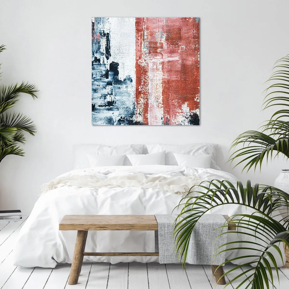 Lærredstryk - Billede på lærred - Abstrakt halvt og halvt - 50x50 cm