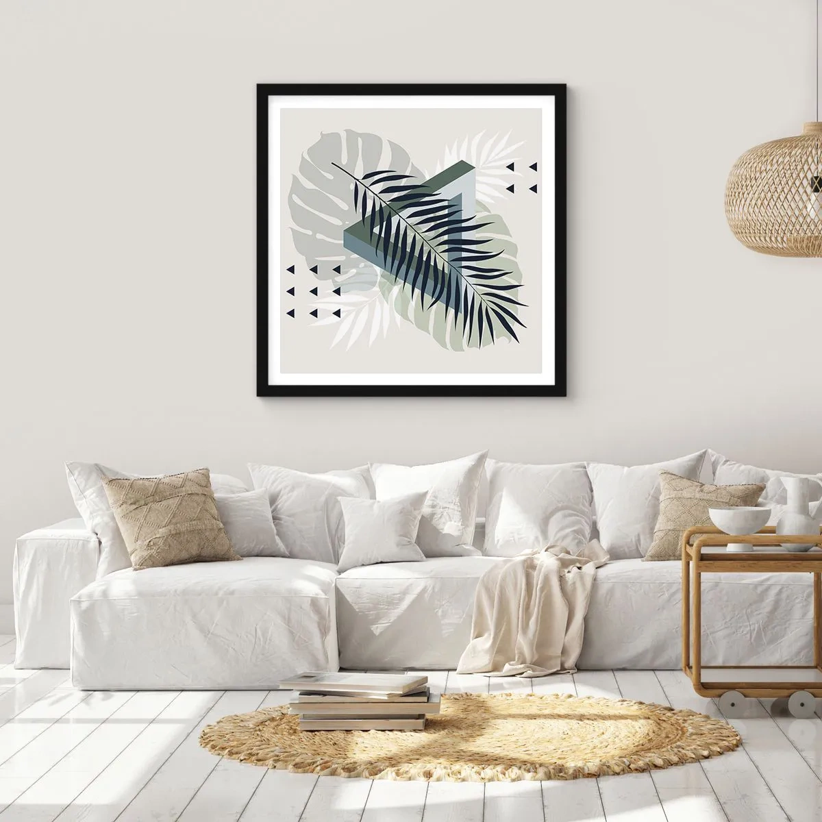 Plakat i sort ramme - Natur og geometri - to ordener? - 40x40 cm