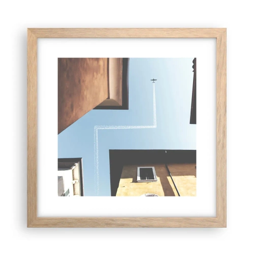 Plakat i ramme af lyst egetræ - Over den urbane labyrint - 30x30 cm