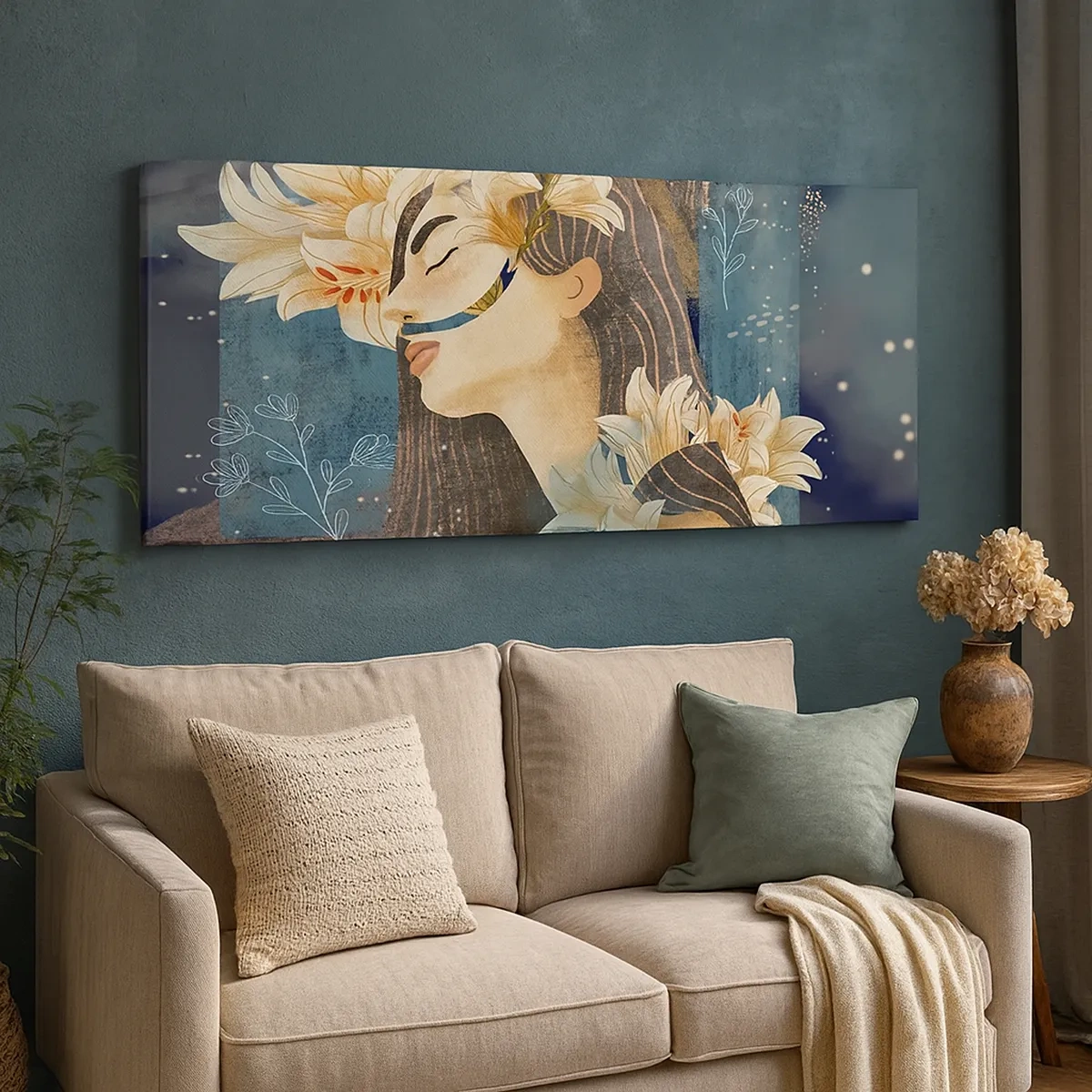 Lærredstryk - Billede på lærred - Eventyret om prinsessen med liljerne - 30x30 cm