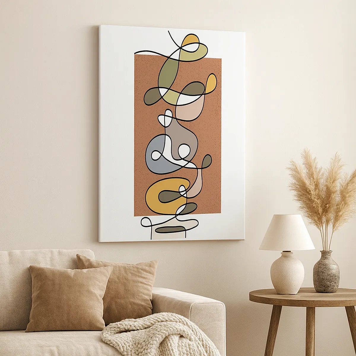 Lærredstryk - Billede på lærred - En abstraktion, der er værd at smile over - 50x70 cm