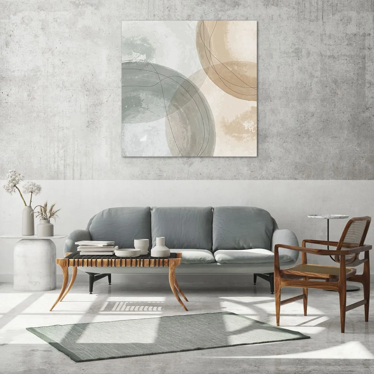 Billede på glas - Gennemtrængning af verdener - 70x70 cm