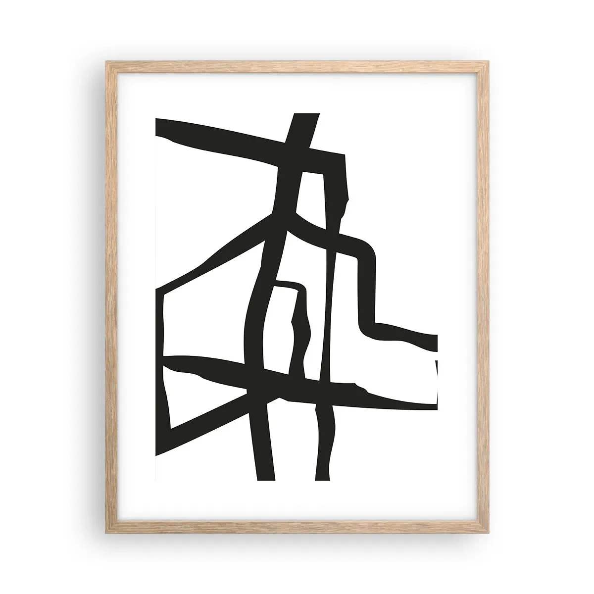 Plakat i ramme af lyst egetræ - Sort og hvid konstruktion - 40x50 cm