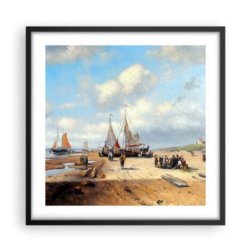 Plakat i sort ramme - Efter en vellykket fangst - 50x50 cm