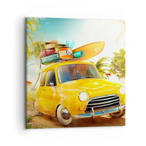 Lærredstryk - Billede på lærred - En rejse for mere end et smil - 70x70 cm