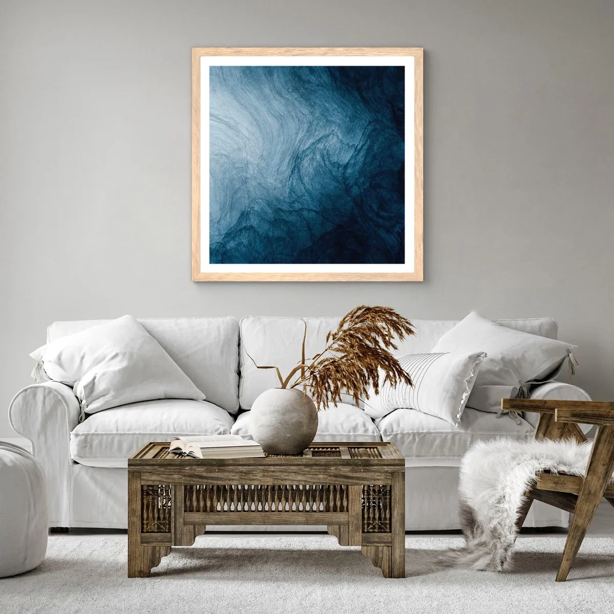 Plakat i ramme af lyst egetræ - Ind i dybet - 30x30 cm