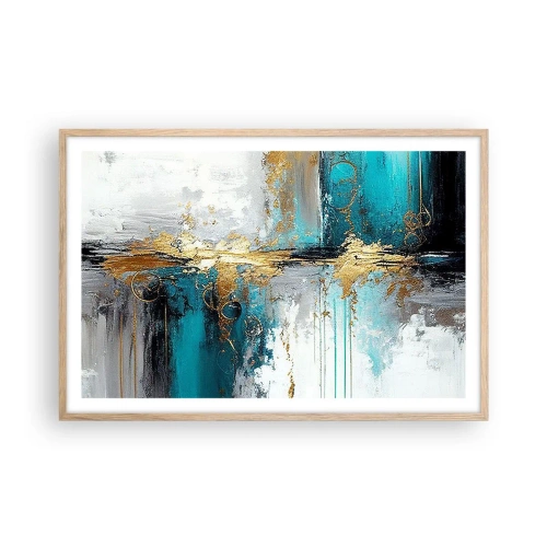 Plakat i ramme af lyst egetræ - Alting flyder - 91x61 cm