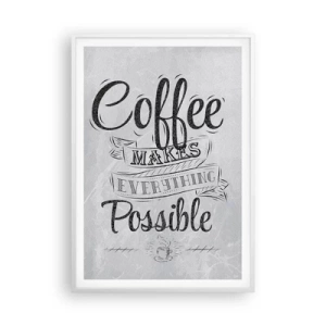 Plakat i hvid ramme - Hvordan man ikke elsker kaffe - 70x100 cm