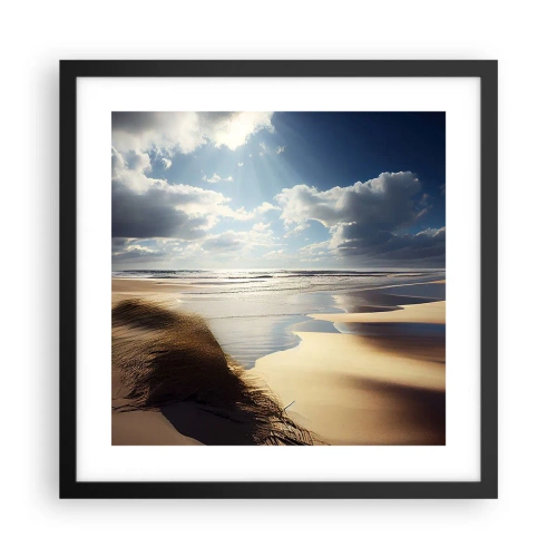 Plakat i sort ramme - Strand, vild strand - 40x40 cm