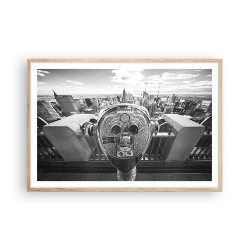 Plakat i ramme af lyst egetræ - Byen over byer - 91x61 cm