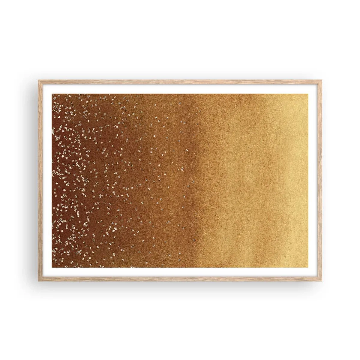 Plakat i ramme af lyst egetræ - Lysets fødsel - 100x70 cm