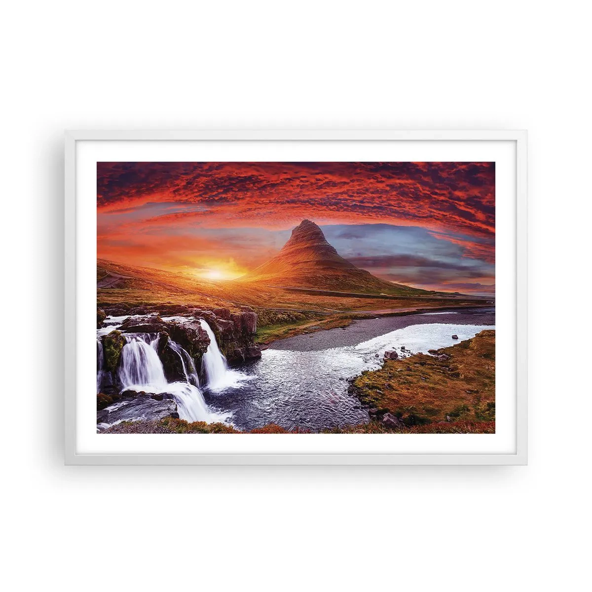 Plakat i hvid ramme - En udsigt over Midgård - 70x50 cm