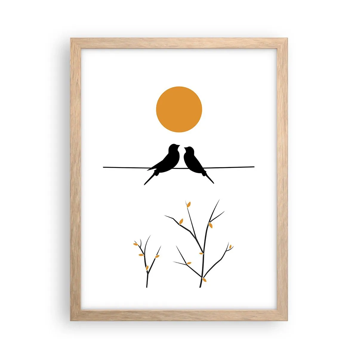 Plakat i ramme af lyst egetræ - Nattergal - 30x40 cm