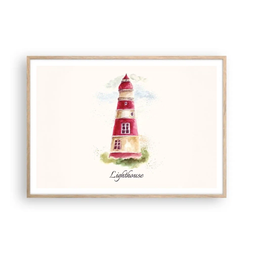 Plakat i ramme af lyst egetræ - Altid vejret omkring - 100x70 cm