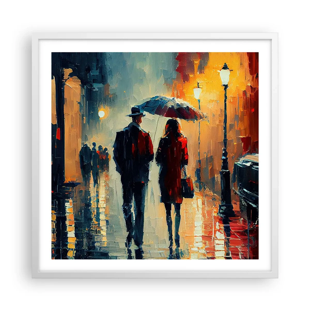 Plakat i hvid ramme - Urban kærlighedshistorie - 60x60 cm