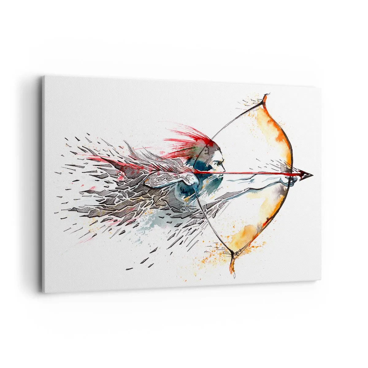 Lærredstryk - Billede på lærred - Mytisk kriger med en brændende bue - 120x80 cm