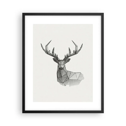 Plakat i sort ramme - Hjorte i kubistisk stil - 40x50 cm