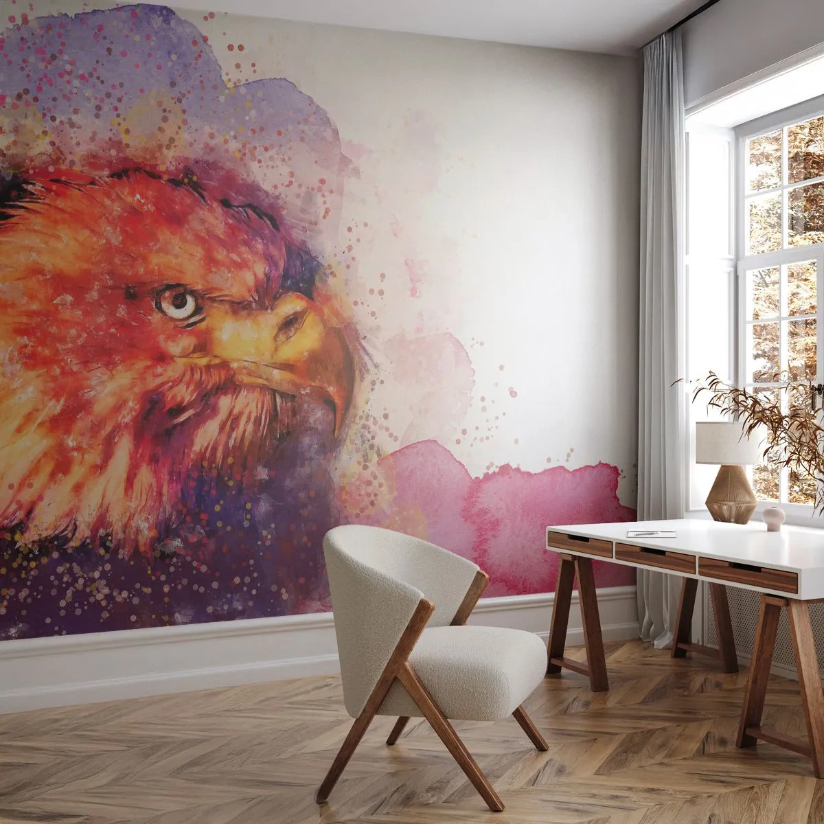 Fototapet Premium Canvas - Du vil ikke vide, hvad jeg tænker på - Abstraktion, Fugl, Ørn - 100x70 cm