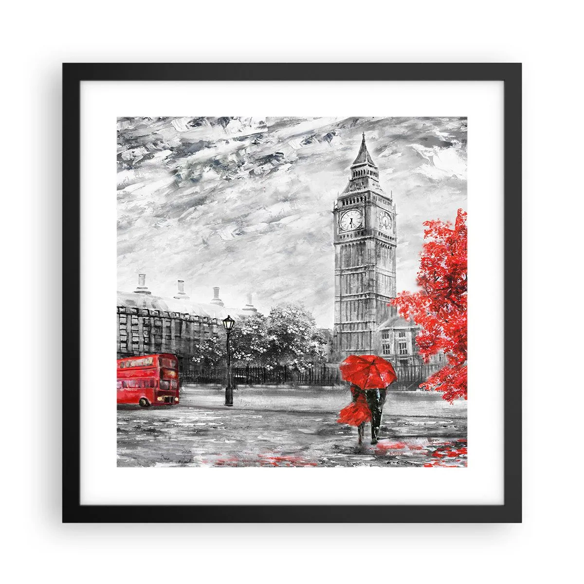 Plakat i sort ramme - En spændende dag - 40x40 cm