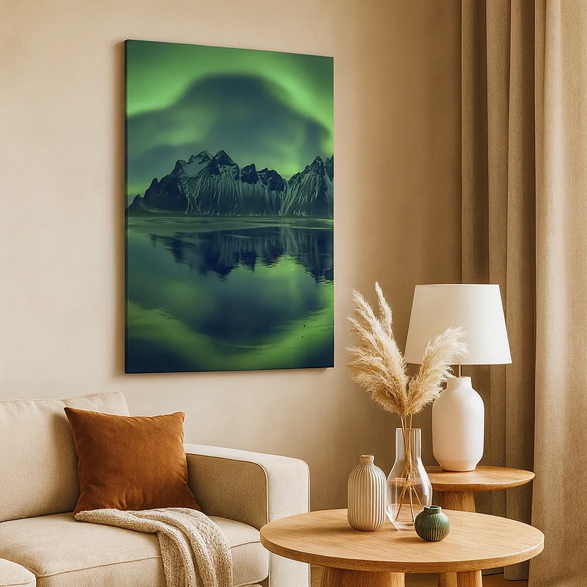 Lærredstryk - Billede på lærred - I auroraens arme - 50x70 cm