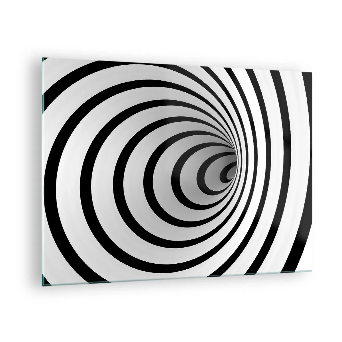 Billede på glas - Abstrakt spiralmønster i sort og hvid - 70x50cm - Kan du heller ikke modstå det? - Moderne vægdekoration til stue og soveværelse ARTTOR