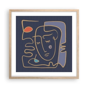 Plakat i ramme af lyst egetræ - I drømmerier - 50x50 cm