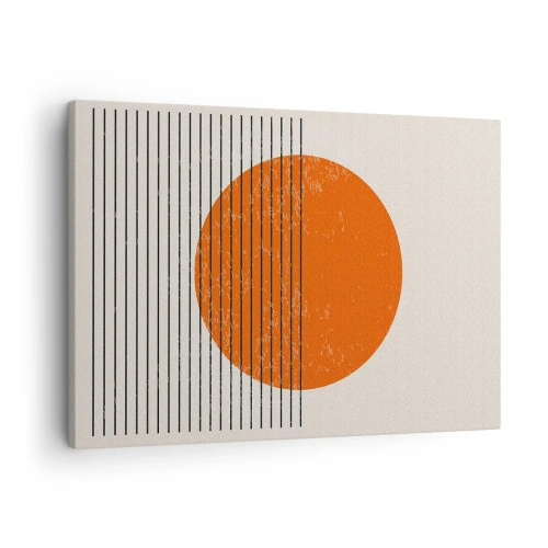 Lærredstryk - Billede på lærred - Minimalistisk sol med geometriske linjer - 70x50cm - Altid solen - Moderne vægdekoration til stue og soveværelse ARTTOR