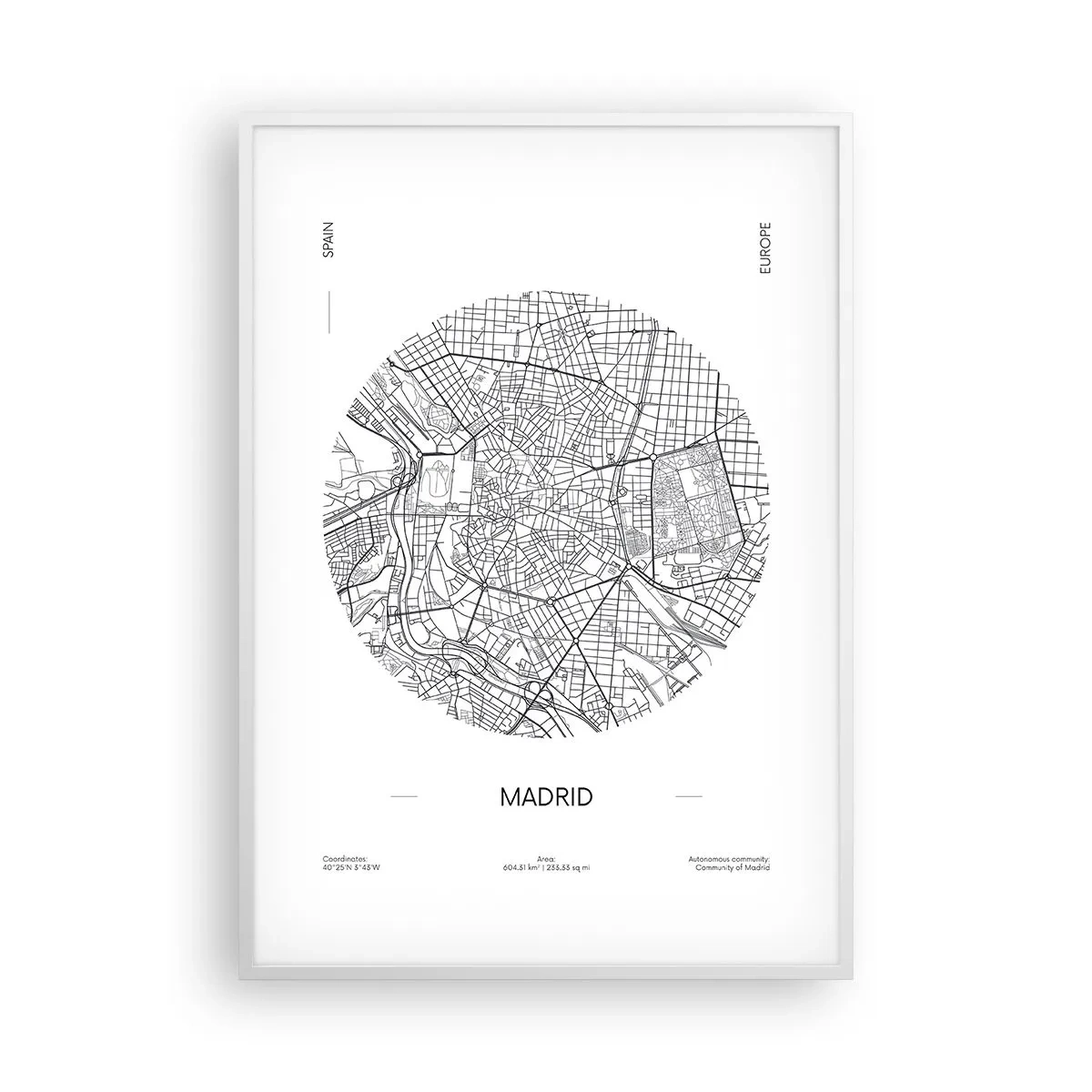 Plakat i hvid ramme - Madrids anatomi - 70x100 cm