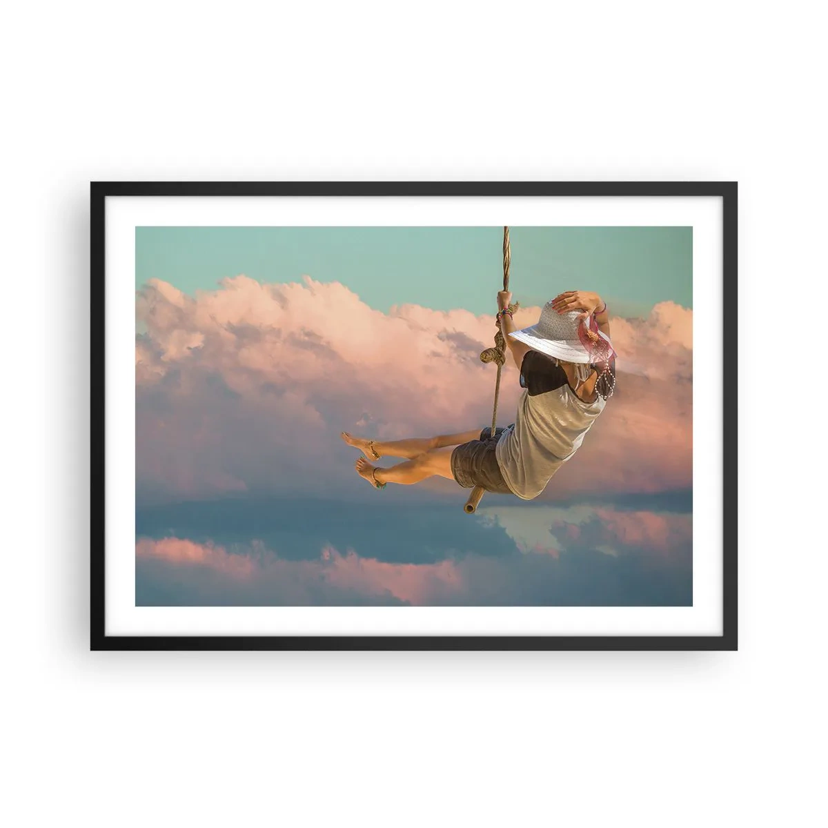 Plakat i sort ramme - Sjov i skyerne - 70x50 cm