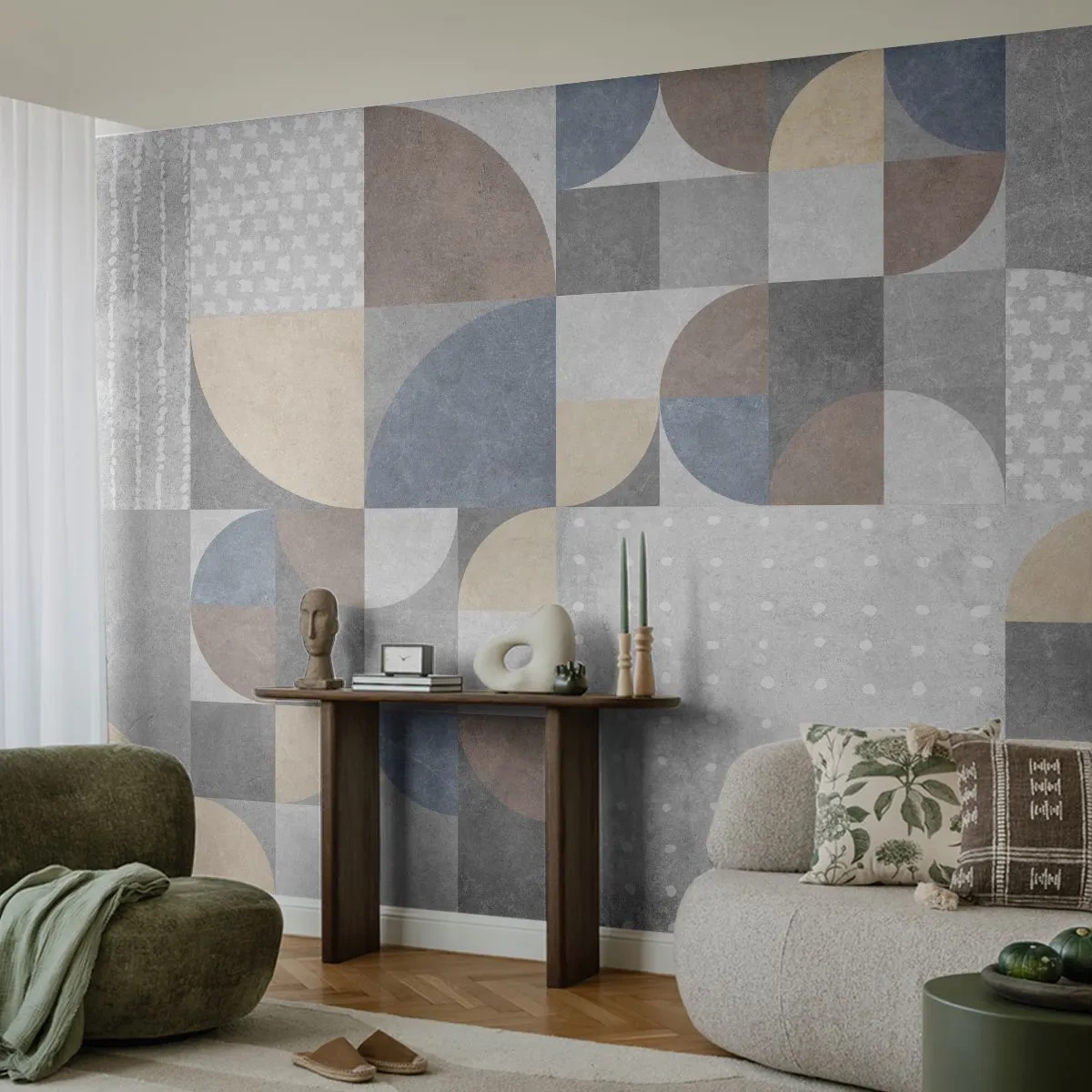 Fototapet Premium Canvas - Keramisk fantasi - Abstraktion, Stykke, Geometrisk mønster - 250x175 cm