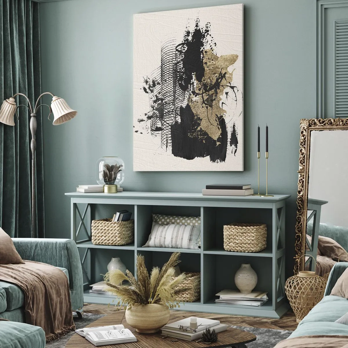 Lærredstryk - Billede på lærred - Komposition med lidenskab - 80x120 cm