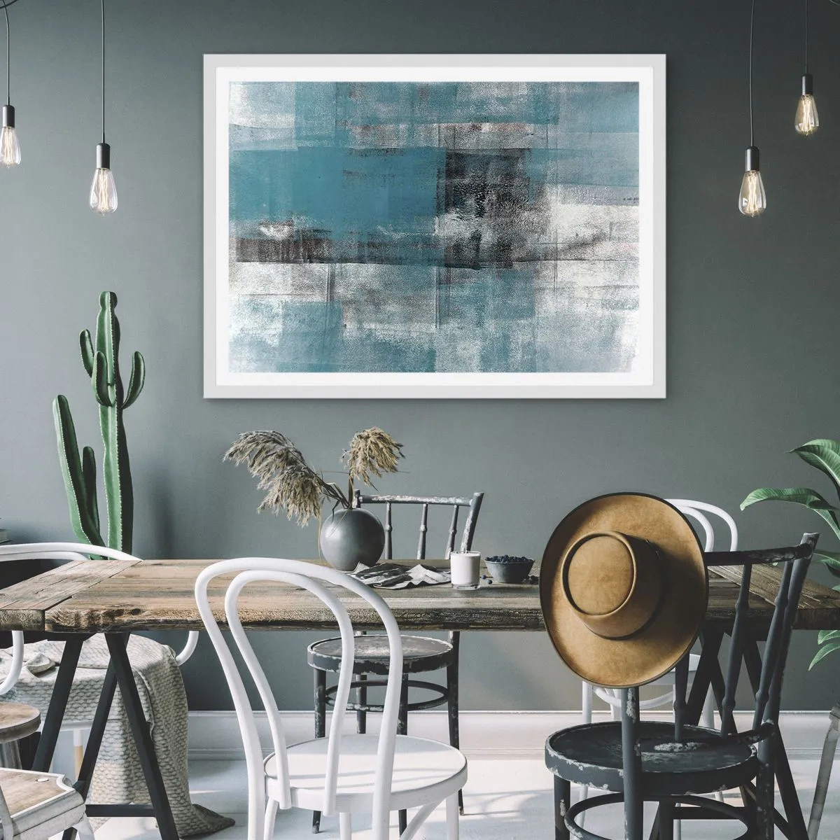 Plakat i hvid ramme - Vand og luft - 100x70 cm