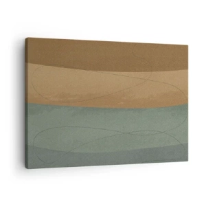 Lærredstryk - Billede på lærred - Abstrakt komposition i naturlige jordfarver - 70x50cm - Vandret sammensætning - Moderne vægdekoration til stue og soveværelse ARTTOR