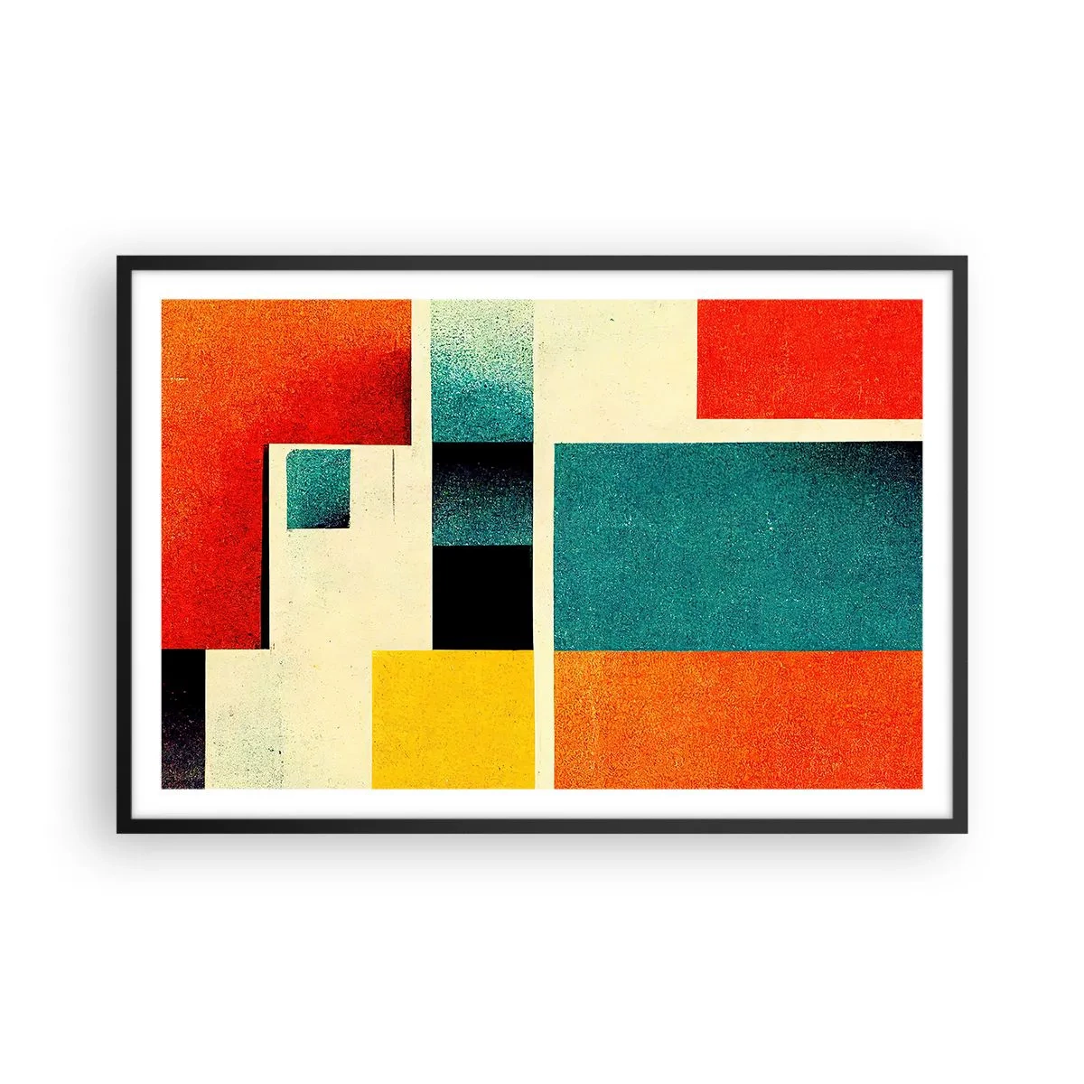 Plakat i sort ramme - Geometrisk abstraktion - god energi - 91x61 cm