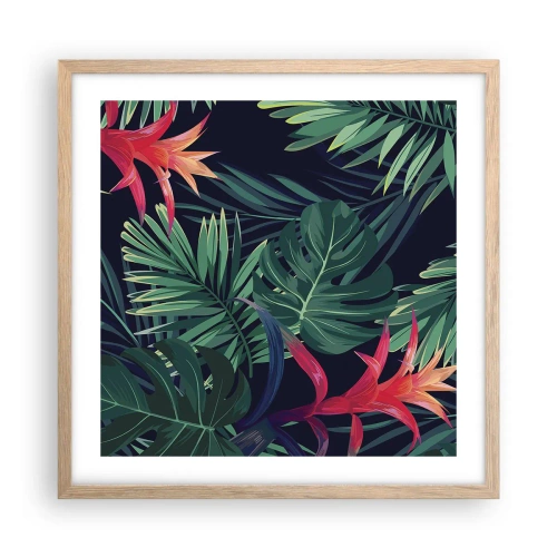 Plakat i ramme af lyst egetræ - Brænd i grønt - 50x50 cm