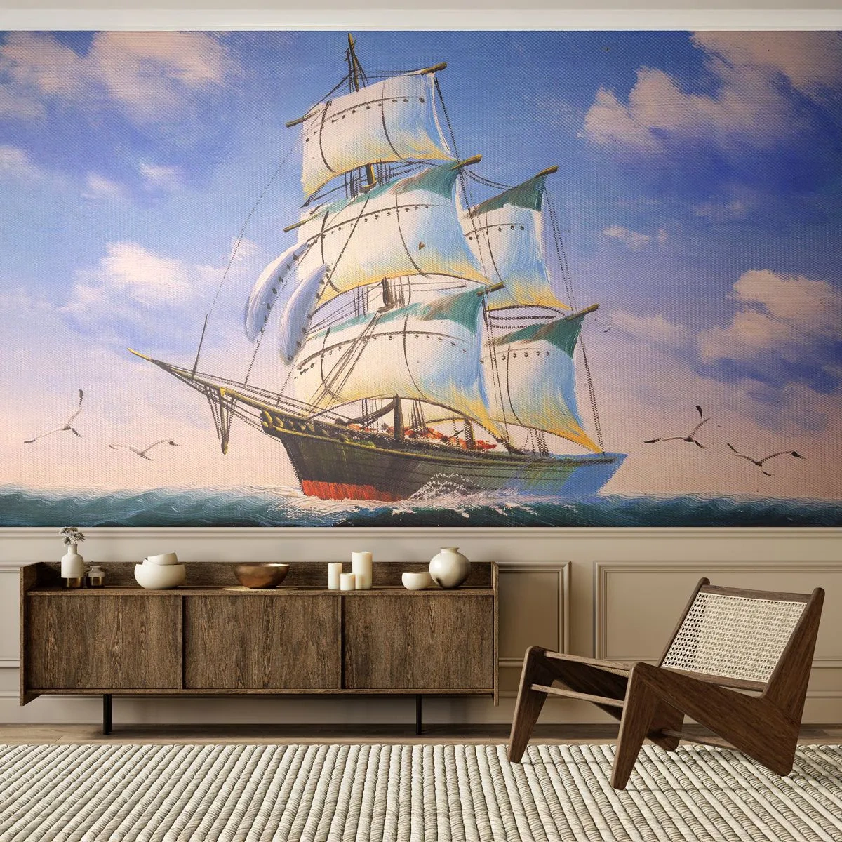 Fototapet Premium Canvas - Stolt med vinden - Nautisk, Sejlskib, Ocean - 100x70 cm