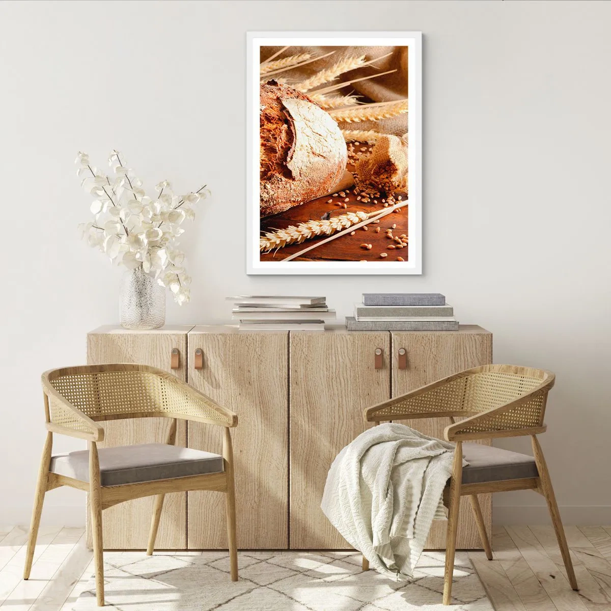 Plakat i hvid ramme - Appetitlig, velduftende, sprød - 70x100 cm