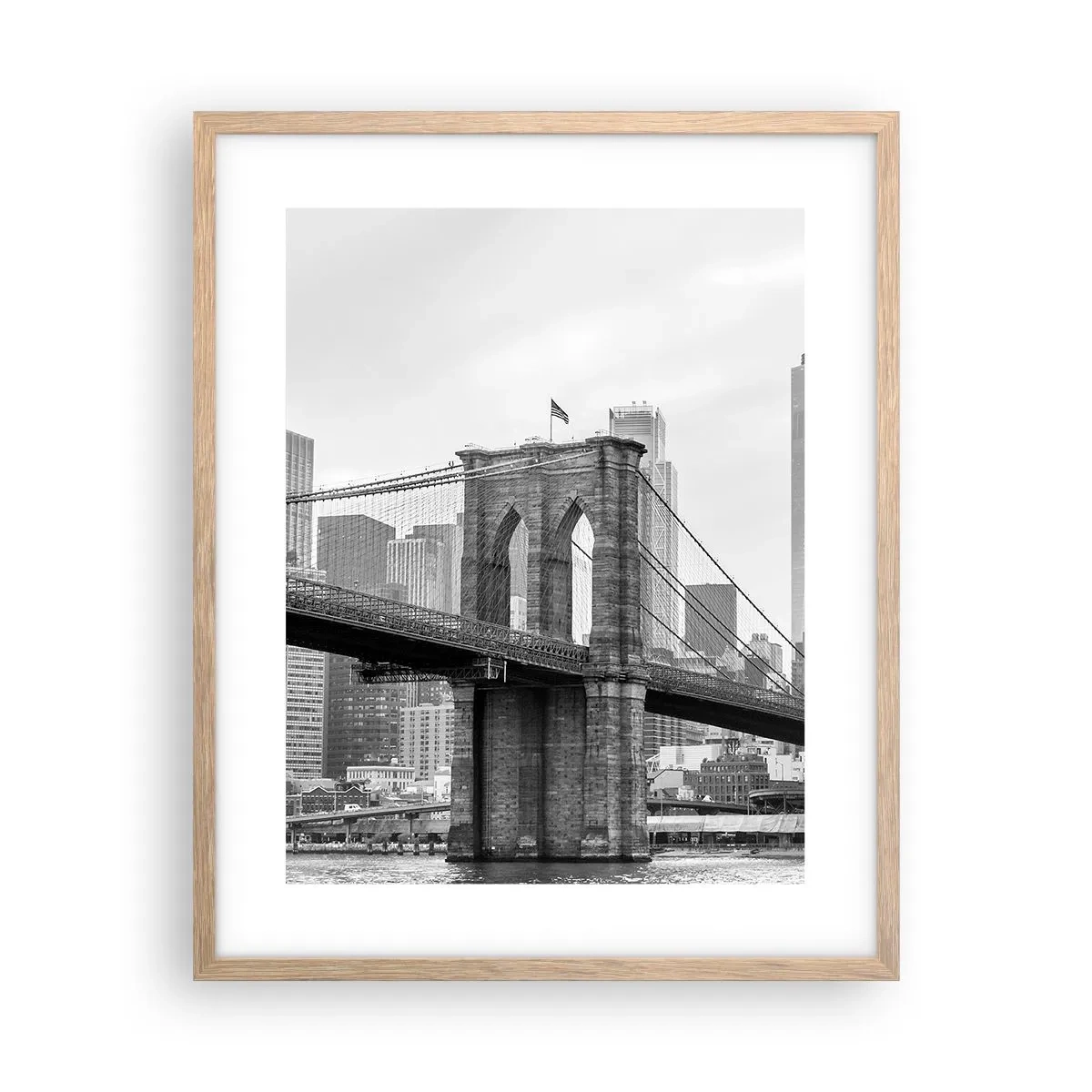 Plakat i ramme af lyst egetræ - New York stemning - 40x50 cm